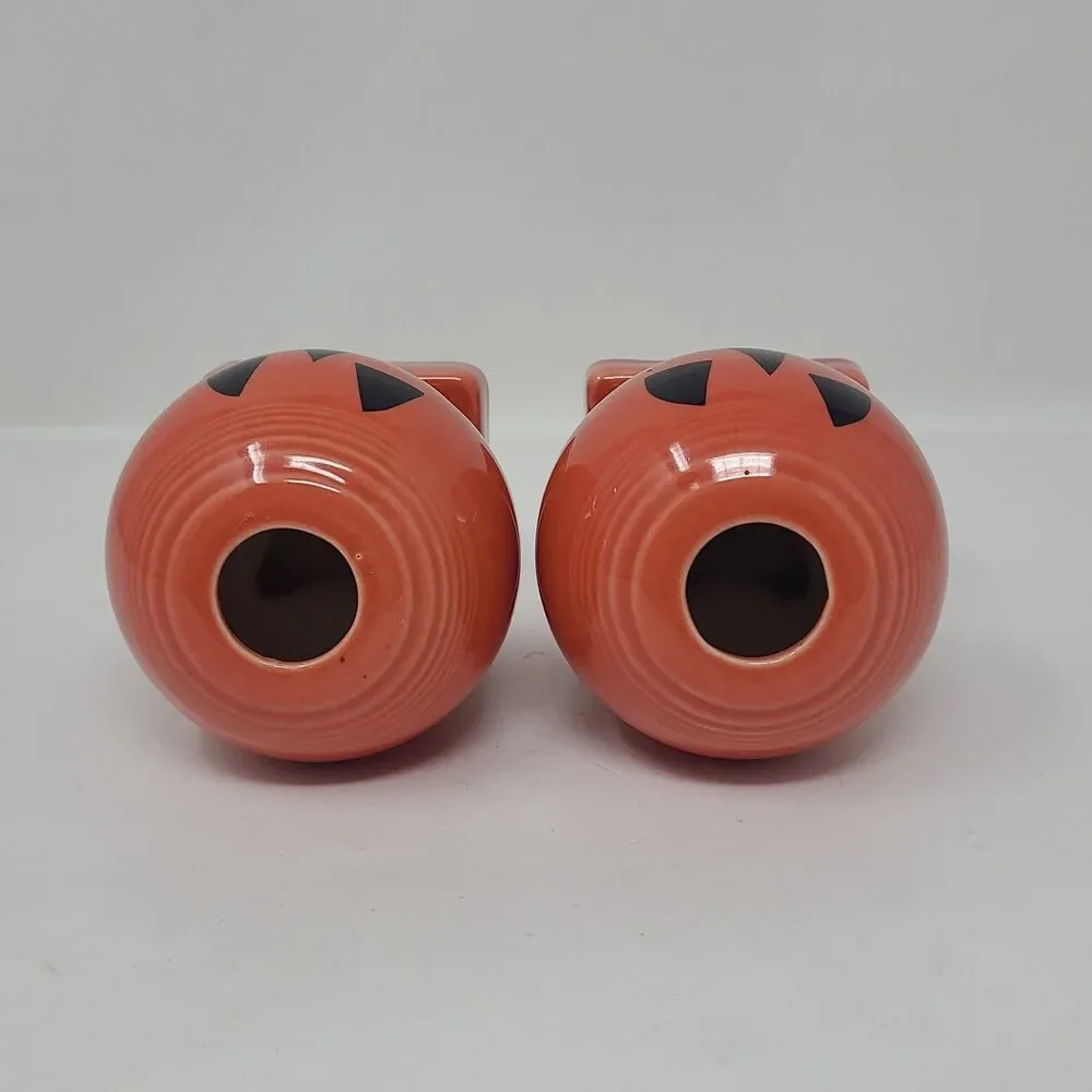 Pair Of Fiesta Halloween Pumpkin Jack-O-Lantern Candle Holders